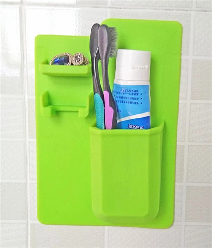 Silicone Bath Brush Household Silicone Storage Toiletry Organizer Toothbrush Holder Set